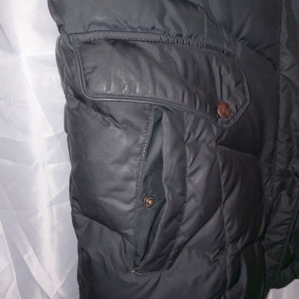 Cole Haan Black Women's Down Coat Jacket with Knit Collar size Large - Picture 3 of 12